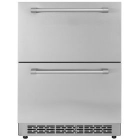 24" Undercounter Refrigerator, 2 Drawer Wine Refrigerator with Different Temperature, 4.87 Cu.ft. Capacity