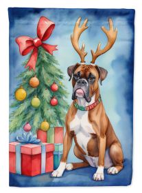 Boxer Christmas Reindeer House Flag Large Porch Sleeve Pole Decorative Outside Yard Banner Artwork Wall Hanging, Polyester, House Size, Multicolor