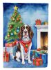English Springer Spaniel Christmas Reindeer House Flag Large Porch Sleeve Pole Decorative Outside Yard Banner Artwork Wall Hanging, Polyester, House S