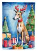Greyhound Christmas Reindeer House Flag Large Porch Sleeve Pole Decorative Outside Yard Banner Artwork Wall Hanging, Polyester, House Size, Multicolor