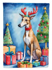 Greyhound Christmas Reindeer House Flag Large Porch Sleeve Pole Decorative Outside Yard Banner Artwork Wall Hanging, Polyester, House Size, Multicolor