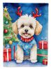Maltipoo Christmas Reindeer House Flag Large Porch Sleeve Pole Decorative Outside Yard Banner Artwork Wall Hanging, Polyester, House Size, Multicolor