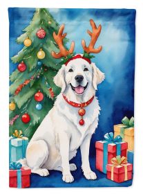 Kuvasz Christmas Reindeer House Flag Large Porch Sleeve Pole Decorative Outside Yard Banner Artwork Wall Hanging, Polyester, House Size, Multicolor
