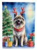 Keeshond Christmas Reindeer House Flag Large Porch Sleeve Pole Decorative Outside Yard Banner Artwork Wall Hanging, Polyester, House Size, Multicolor