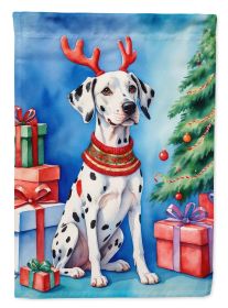Dalmatian Christmas Reindeer House Flag Large Porch Sleeve Pole Decorative Outside Yard Banner Artwork Wall Hanging, Polyester, House Size, Multicolor