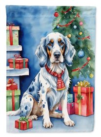 English Setter Christmas Reindeer House Flag Large Porch Sleeve Pole Decorative Outside Yard Banner Artwork Wall Hanging, Polyester, House Size, Multi