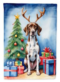 Pointer Christmas Reindeer House Flag Large Porch Sleeve Pole Decorative Outside Yard Banner Artwork Wall Hanging, Polyester, House Size, Multicolor