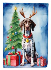 German Shorthaired Pointer Christmas Reindeer House Flag Large Porch Sleeve Pole Decorative Outside Yard Banner Artwork Wall Hanging, Polyester, House