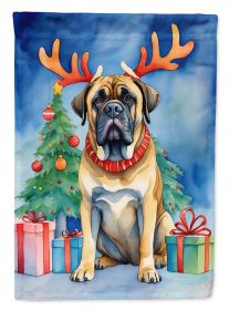 Mastiff Christmas Reindeer House Flag Large Porch Sleeve Pole Decorative Outside Yard Banner Artwork Wall Hanging, Polyester, House Size, Multicolor