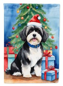 Havanese Christmas Reindeer House Flag Large Porch Sleeve Pole Decorative Outside Yard Banner Artwork Wall Hanging, Polyester, House Size, Multicolor