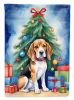 Beagle Christmas Reindeer House Flag Large Porch Sleeve Pole Decorative Outside Yard Banner Artwork Wall Hanging, Polyester, House Size, Multicolor