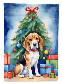 Beagle Christmas Reindeer House Flag Large Porch Sleeve Pole Decorative Outside Yard Banner Artwork Wall Hanging, Polyester, House Size, Multicolor