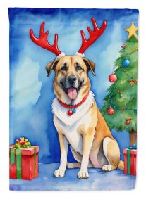 Anatolian Shepherd Dog Christmas Reindeer House Flag Large Porch Sleeve Pole Decorative Outside Yard Banner Artwork Wall Hanging, Polyester, House Siz