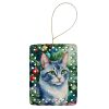 Ojos Azules Cat By the Christmas Tree Porcelain Ornament Christmas Tree Hanging Decorations for Home Christmas Holiday, Rectangle, Gift, Multicolor