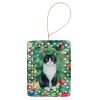 Chantilly Tiffany Cat By the Christmas Tree Porcelain Ornament Christmas Tree Hanging Decorations for Home Christmas Holiday, Rectangle, Gift