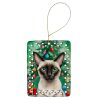 Colorpoint Shorthair Cat By the Christmas Tree Porcelain Ornament Christmas Tree Hanging Decorations for Home Christmas Holiday, Rectangle, Gift