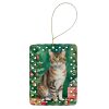 California Spangled Cat By the Christmas Tree Porcelain Ornament Christmas Tree Hanging Decorations for Home Christmas Holiday, Rectangle, Gift