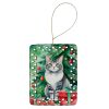 Foldex Exotic Fold Cat By the Christmas Tree Porcelain Ornament Christmas Tree Hanging Decorations for Home Christmas Holiday, Rectangle, Gift