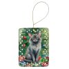 Lykoi Cat By the Christmas Tree Porcelain Ornament Christmas Tree Hanging Decorations for Home Christmas Holiday, Rectangle, Gift, Multicolor