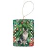 German Rex Cat By the Christmas Tree Porcelain Ornament Christmas Tree Hanging Decorations for Home Christmas Holiday, Rectangle, Gift, Multicolor