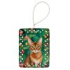 Abyssinian Cat By the Christmas Tree Porcelain Ornament Christmas Tree Hanging Decorations for Home Christmas Holiday, Rectangle, Gift, Multicolor