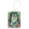 Oriental Longhair Cat By the Christmas Tree Porcelain Ornament Christmas Tree Hanging Decorations for Home Christmas Holiday, Rectangle, Gift