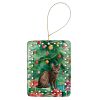 Havana Brown Cat By the Christmas Tree Porcelain Ornament Christmas Tree Hanging Decorations for Home Christmas Holiday, Rectangle, Gift, Multicolor