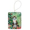Manx Cat By the Christmas Tree Porcelain Ornament Christmas Tree Hanging Decorations for Home Christmas Holiday, Rectangle, Gift, Multicolor