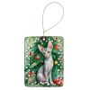 Oriental Shorthair Cat By the Christmas Tree Porcelain Ornament Christmas Tree Hanging Decorations for Home Christmas Holiday, Rectangle, Gift