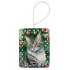 American Bobtail Cat By the Christmas Tree Porcelain Ornament Christmas Tree Hanging Decorations for Home Christmas Holiday, Rectangle, Gift