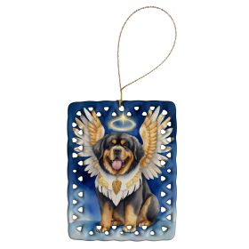 Tibetan Mastiff My Angel Porcelain Ornament Christmas Tree Hanging Decorations for Home Christmas Holiday, Rectangle, Gift, Multicolor