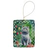 British Shorthair Cat By the Christmas Tree Porcelain Ornament Christmas Tree Hanging Decorations for Home Christmas Holiday, Rectangle, Gift