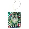 Persian Cat By the Christmas Tree Porcelain Ornament Christmas Tree Hanging Decorations for Home Christmas Holiday, Rectangle, Gift, Multicolor