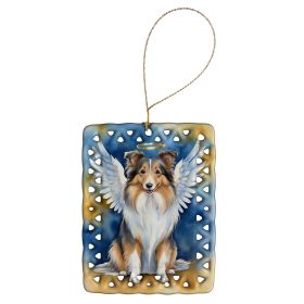 Sheltie My Angel Porcelain Ornament Christmas Tree Hanging Decorations for Home Christmas Holiday, Rectangle, Gift, Multicolor