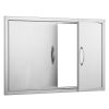 BBQ Access Door, 35W x 24H Inch Double Outdoor Kitchen Door, Stainless Steel Flush Mount Door, Wall Vertical Door with Handles, for BBQ Island