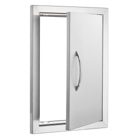 BBQ Access Door, 14W x 20H Inch Single Outdoor Kitchen Door, Stainless Steel Flush Mount Door, Wall Vertical Door with Handle, for BBQ Island