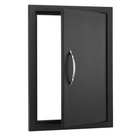 BBQ Access Door, 16W x 22H Inch Single Outdoor Kitchen Door, Cold Plate Flush Mount Door, Wall Vertical Door with Handle, for BBQ Island