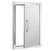 BBQ Access Door, 18W x 24H Inch Single Outdoor Kitchen Door, Stainless Steel Flush Mount Door, Wall Vertical Door with Handle, for BBQ Island