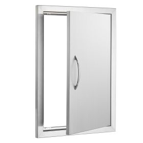 BBQ Access Door, 18W x 24H Inch Single Outdoor Kitchen Door, Stainless Steel Flush Mount Door, Wall Vertical Door with Handle, for BBQ Island