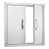 BBQ Access Door, 24W x 24H Inch Double Outdoor Kitchen Door, Stainless Steel Flush Mount Door, Double Wall Vertical Door with Handles and Hooks