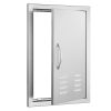 BBQ Access Door, 17W x 24H Inch Single Outdoor Kitchen Door, Stainless Steel Flush Mount Door, Wall Vertical Door with Handle, Vents and Hook