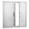 BBQ Access Door, 31W x 31H Inch Double Outdoor Kitchen Door, Stainless Steel Flush Mount Door, Wall Vertical Door with Handles, for BBQ Island