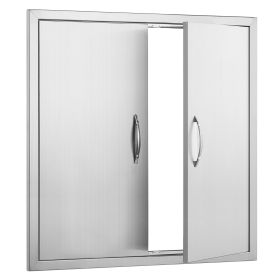 BBQ Access Door, 31W x 31H Inch Double Outdoor Kitchen Door, Stainless Steel Flush Mount Door, Wall Vertical Door with Handles, for BBQ Island