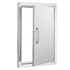 BBQ Access Door, 17W x 24H Inch Single Outdoor Kitchen Door, Stainless Steel Flush Mount Door, Wall Vertical Door with Handle, for BBQ Island
