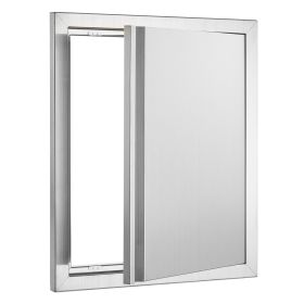 BBQ Access Door, 18W x 21H Inch Single Outdoor Kitchen Door, Stainless Steel Flush Mount Door, Wall Vertical Door with Recessed Handle, for BBQ Island