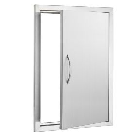 BBQ Access Door, 20W x 27H Inch Single Outdoor Kitchen Door, Stainless Steel Flush Mount Door, Wall Vertical Door with Handle, for BBQ Island