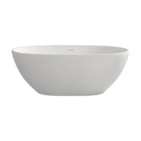 61 in. Solid Surface Freestanding Soaking Bathtub in Matte White