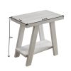 Athens Contemporary Wood Shelf Side Table in White Finish