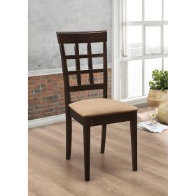 Cappuccino and Beige Lattice Back Dining Chair (Set of 2)