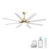66 Inch Low Profile Ceiling Fan with Dimmable Lights and Smart Remote Control 6 Speed Reversible Noiseless DC Motor for Indoor
